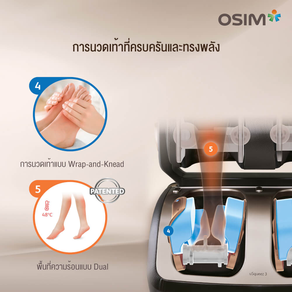 เครื่องนวดน่อง ต้นขา ฝ่าเท้า OSIM รุ่น USQUEEZ3 ดำ