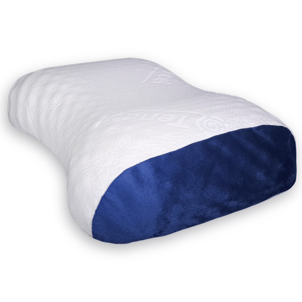 หมอนสุขภาพ ยางพารา ZLEEPO'CLOCK ทรงทุเรียน ขนาด58X38X11ซม สีขาว/น้ำเงิน_1