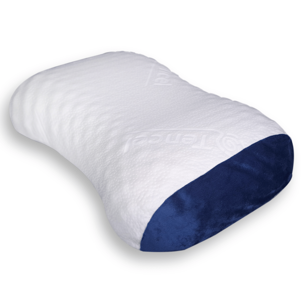 หมอนสุขภาพ ยางพารา ZLEEPO'CLOCK ทรงทุเรียน ขนาด58X38X11ซม สีขาว/น้ำเงิน_2