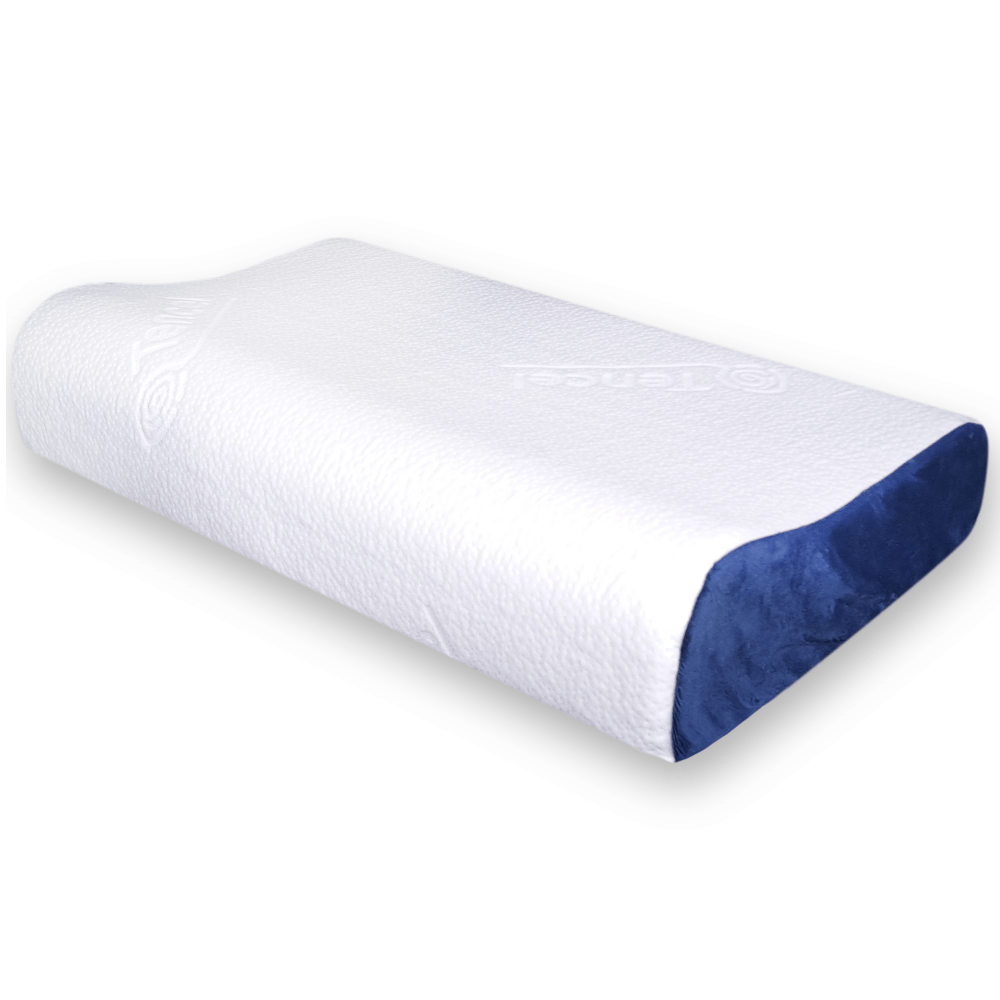 หมอนสุขภาพ ยางพารา ZLEEPO'CLOCK ทรงคอนทัวร์ ขนาด60X40X13ซม สีขาว/น้ำเงิน_3