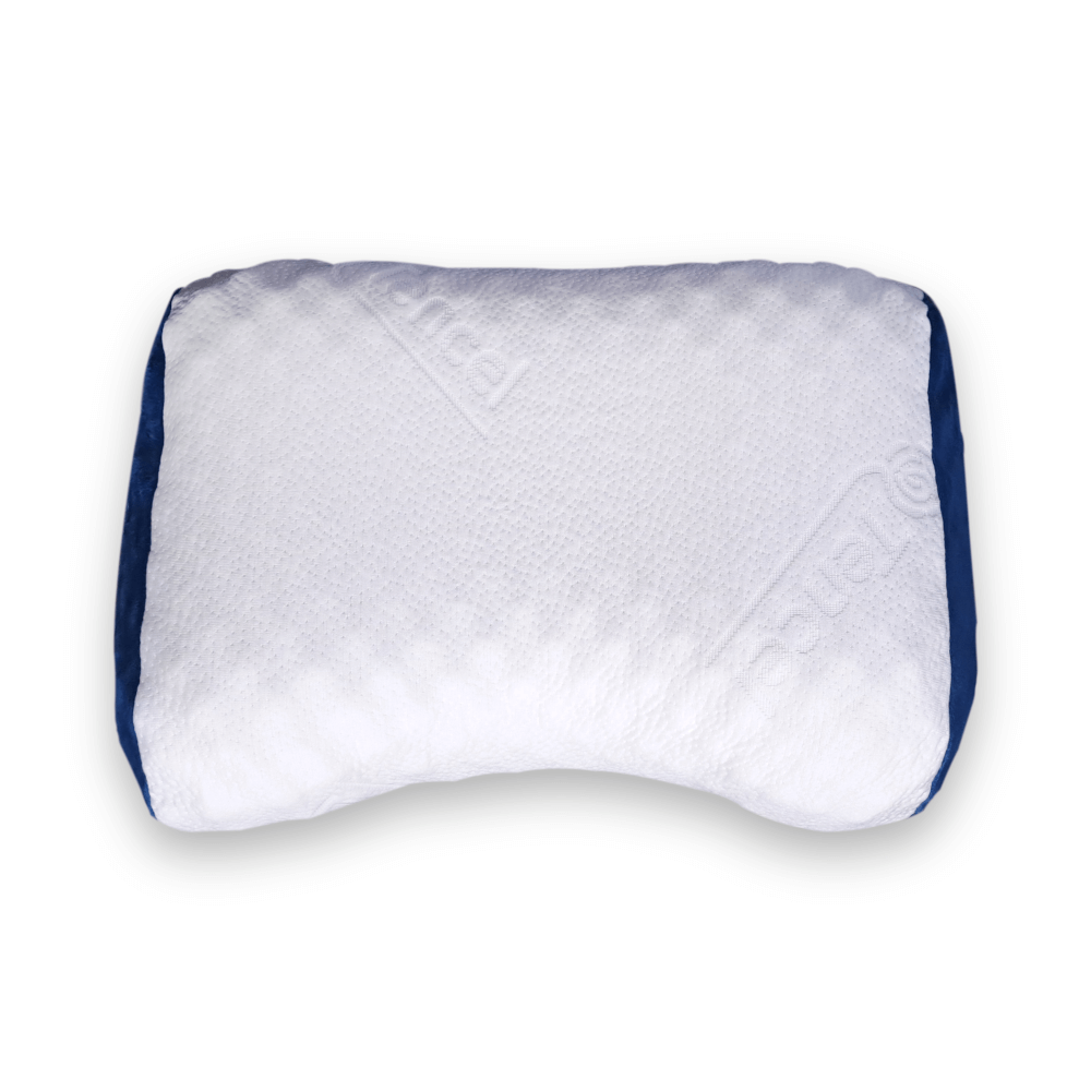 หมอนสุขภาพ ยางพารา ZLEEPO'CLOCK ทรงทุเรียน ขนาด58X38X11ซม สีขาว/น้ำเงิน_3