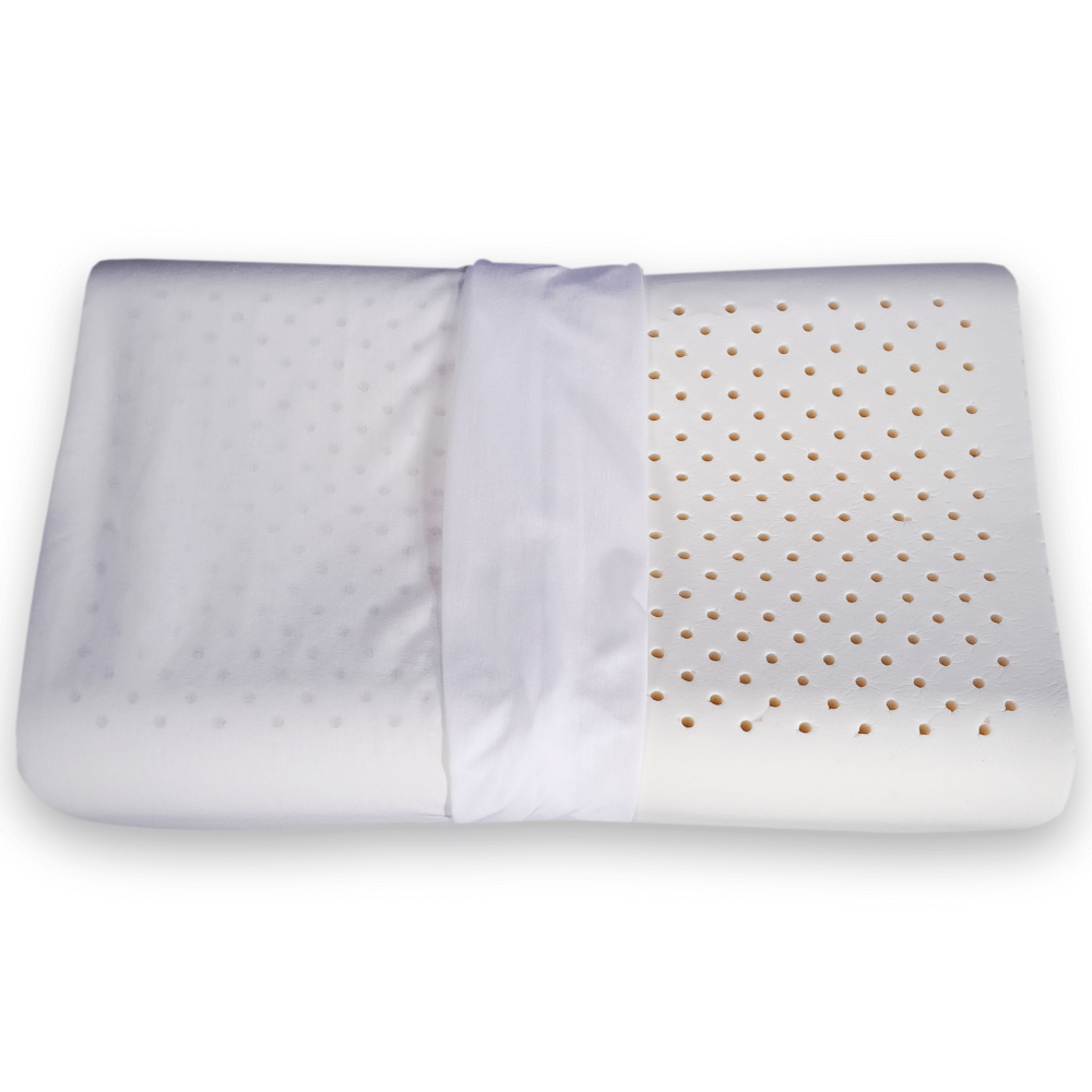 หมอนสุขภาพ ยางพารา ZLEEPO'CLOCK ทรงคอนทัวร์ ขนาด60X40X13ซม สีขาว/น้ำเงิน_4