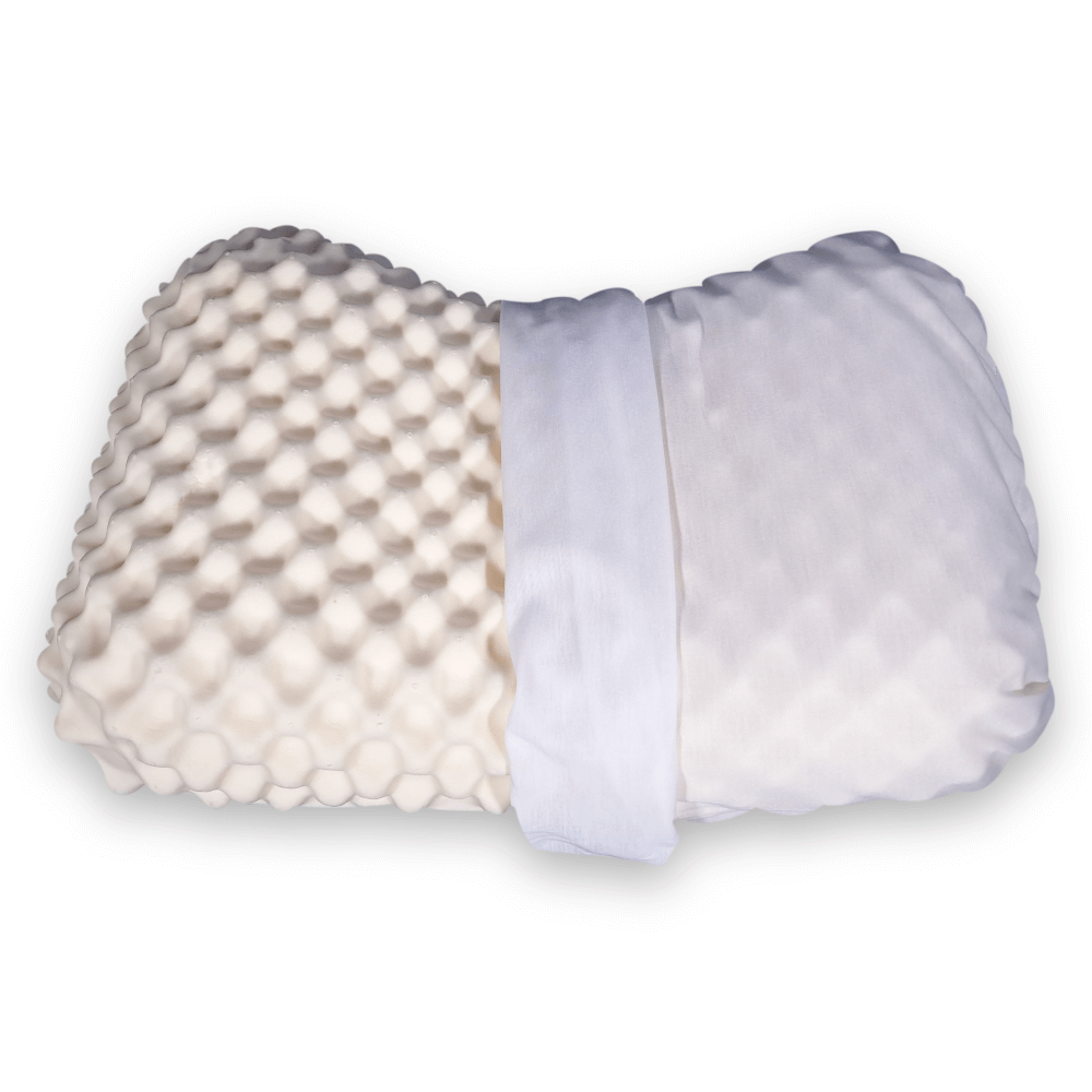 หมอนสุขภาพ ยางพารา ZLEEPO'CLOCK ทรงทุเรียน ขนาด58X38X11ซม สีขาว/น้ำเงิน_5