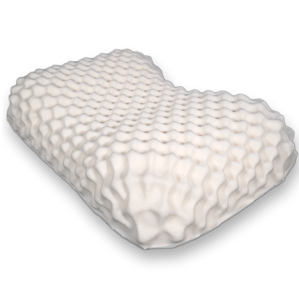 หมอนสุขภาพ ยางพารา ZLEEPO'CLOCK ทรงทุเรียน ขนาด58X38X11ซม สีขาว/น้ำเงิน_9