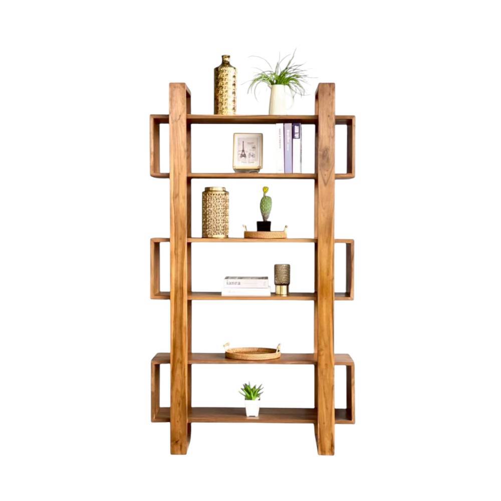 ตู้วางหนังสือ ไม้สักแท้ NAPATCHA FURNITURE รุ่นแคปซูล 3 ชั้น ขนาด 100X35X180ซม. สีไม้สักธรรมชาติ