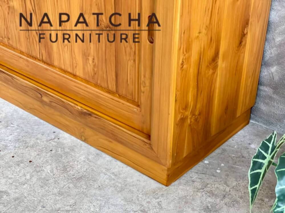 ตู้วางทีวีไม้สักแท้ บานเลื่อน NAPATCHA FURNITURE ไม้สักแท้ ขนาด 180X50X90 ซม. สีไม้สักธรรมชาติ_5