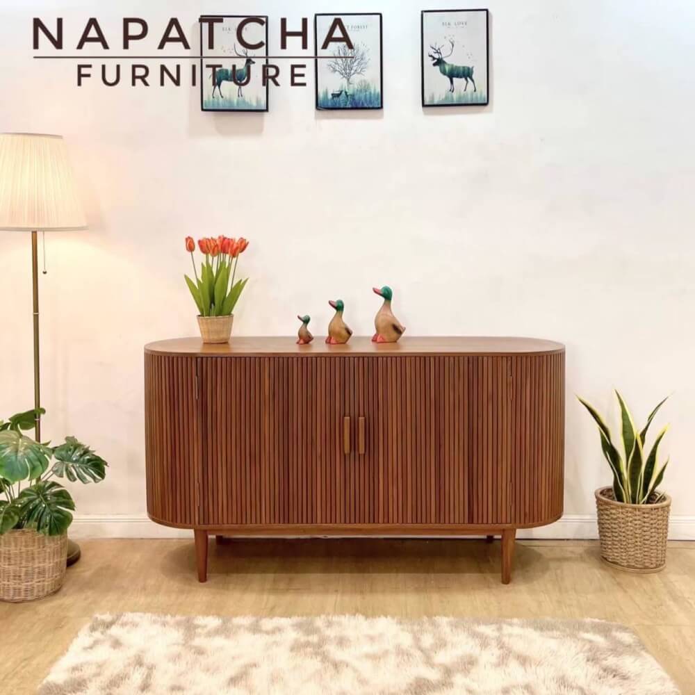 ตู้วางทีวี 2 บานเปิด NAPATCHA FURNITURE ไม้สักแท้ ขนาด 150X45X80 ซม. สีไม้สักธรรมชาติ