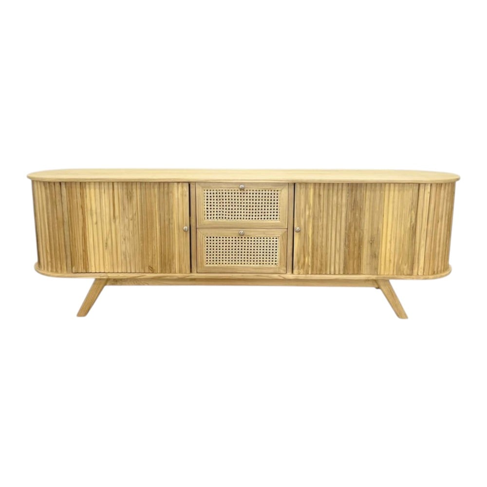 ตู้วางทีวี NAPATCHA FURNITURE รุ่นหน้าหวายลูกฟูกไม้สัก ขนาด 180X45X65 ซม. สีไม้กัด_0