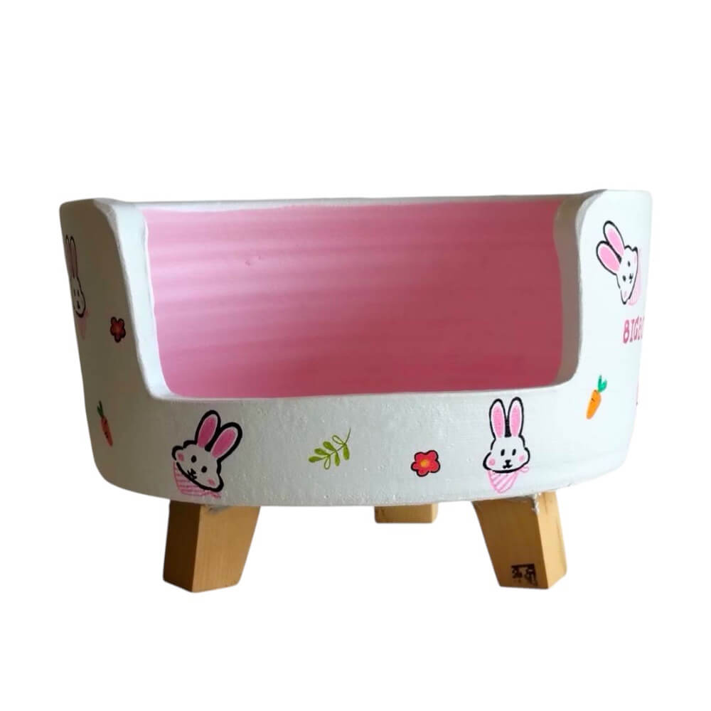 ที่นอนสัตว์เลี้ยง BIGBOXDESIGN รุ่น โซฟาดินเซรามิค ขนาด 14 นิ้ว สีขาว-ลายกระต่าย_6