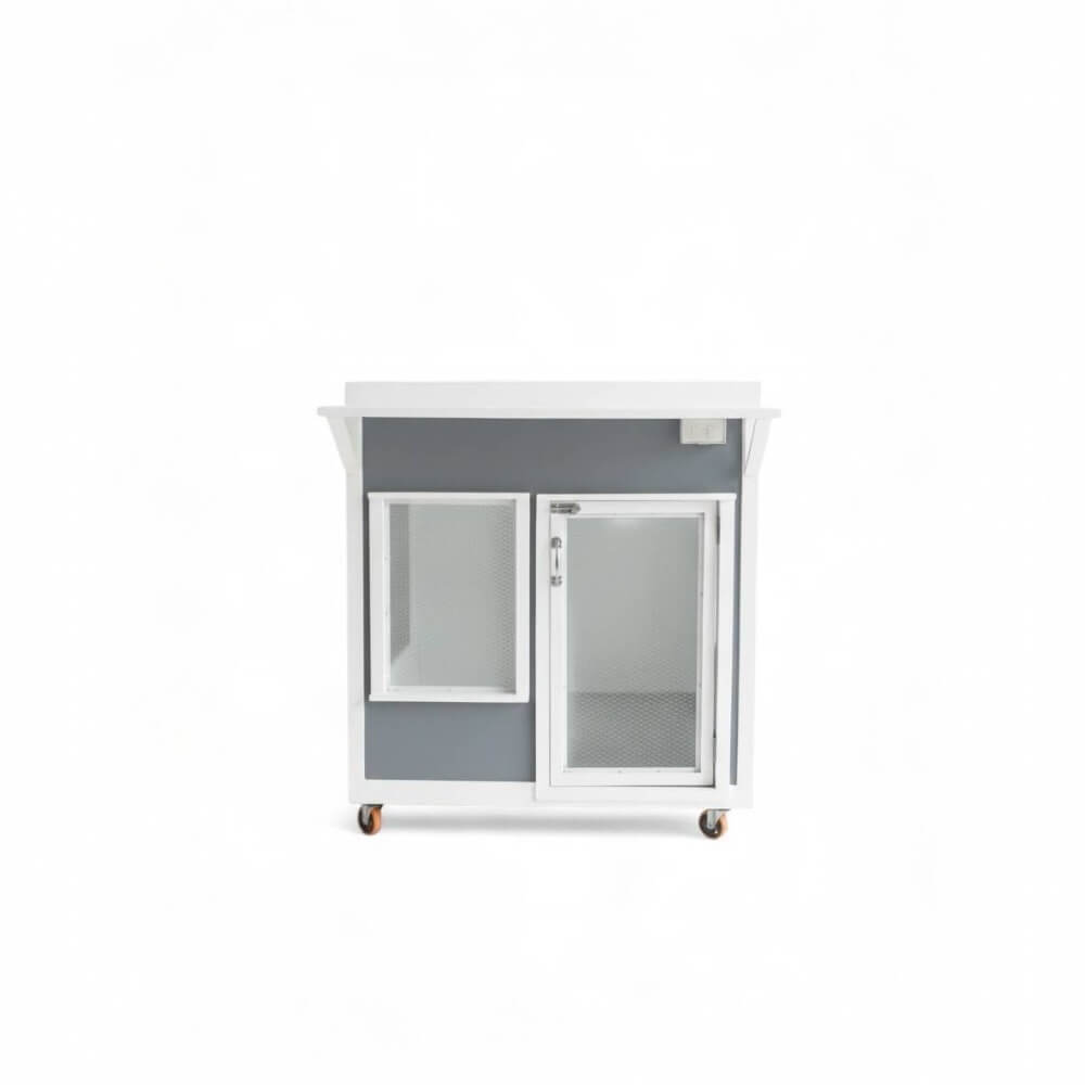 บ้านสัตว์เลี้ยง BIGBOXDESIGN รุ่น STEEL STYLE-ST02 ขนาด 120 ซม. สีขาว/เทา พร้อมตะแกรงเหล็กและมุ้งลวด_2