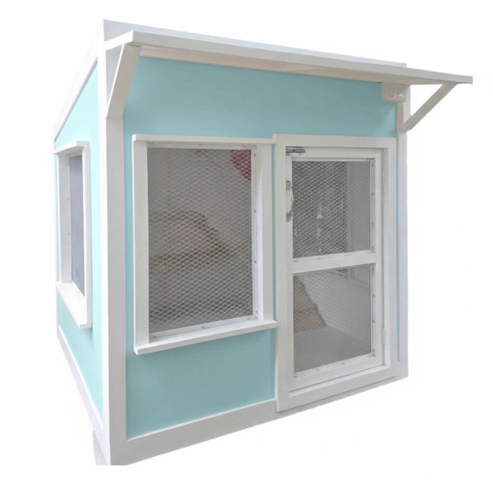 บ้านสัตว์เลี้ยง BIGBOXDESIGN รุ่น บ้านกระต่าย-ST02 ขนาด 120X120X120 ซม. สีฟ้า-BONNIE BELLE พร้อมบันไดปีนป่ายของกระต่าย