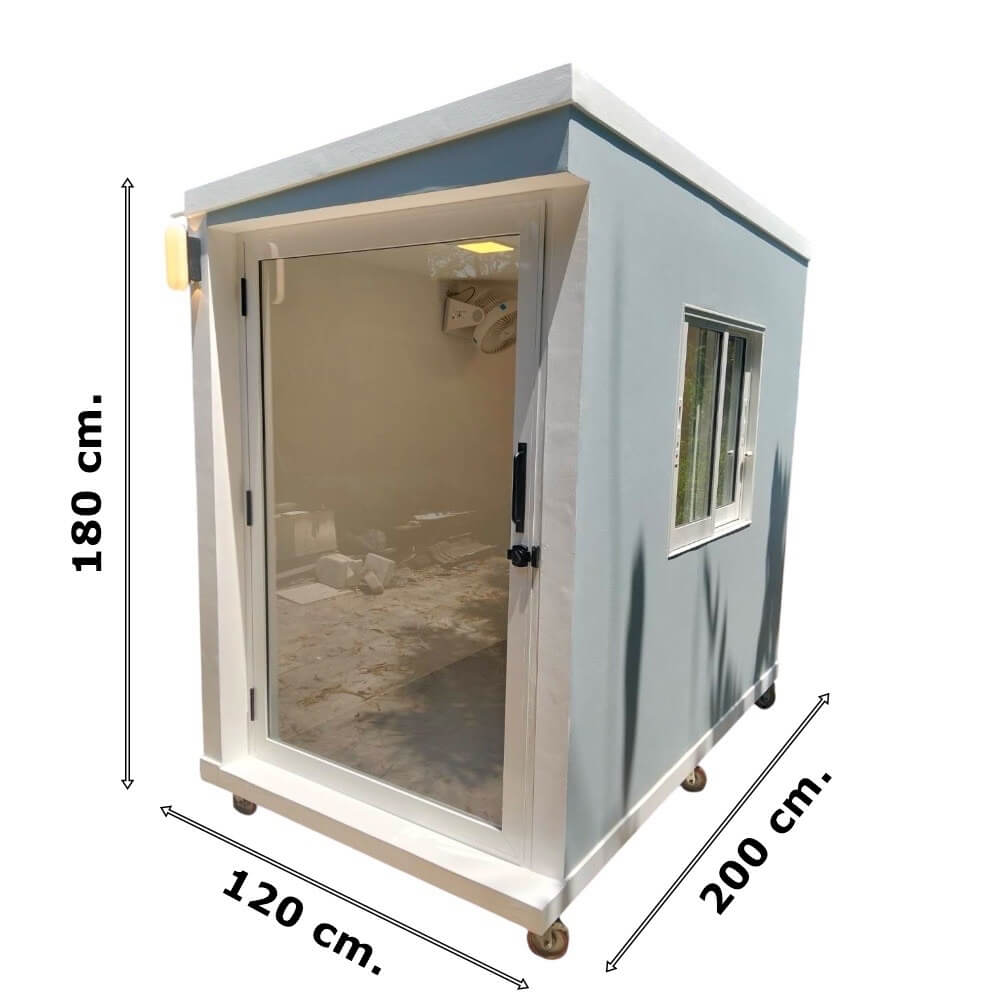 บ้านสัตว์เลี้ยง BIGBOXDESIGN รุ่น บ้านกระจก-B03 ขนาด 120X200X180CM. สีฟ้า-COOL COLLECTED รองรับการติดแอร์