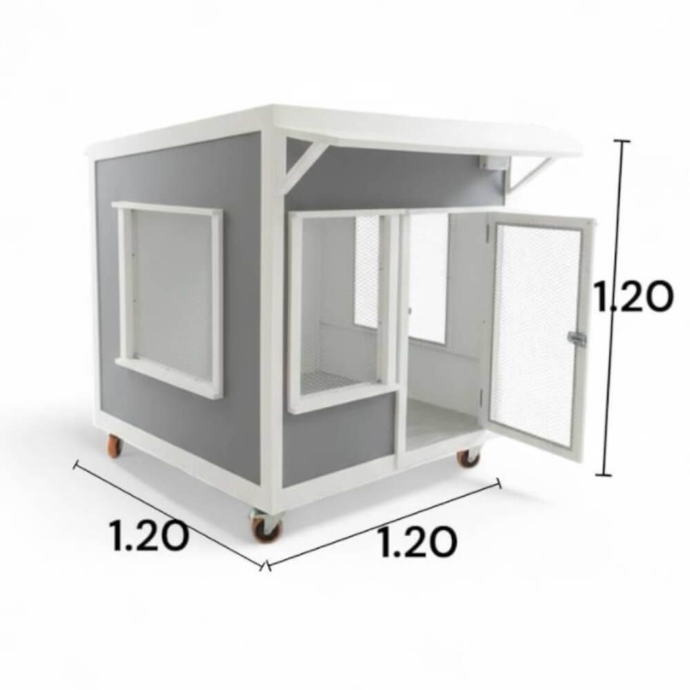 บ้านสัตว์เลี้ยง BIGBOXDESIGN รุ่น STEEL STYLE-ST02 ขนาด 120 ซม. สีขาว/เทา พร้อมตะแกรงเหล็กและมุ้งลวด_3