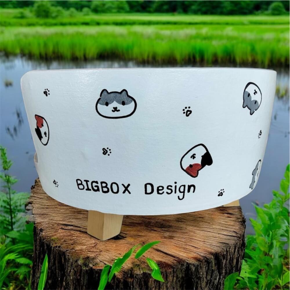 ที่นอนสัตว์เลี้ยง BIGBOXDESIGN รุ่น โซฟาดินเซรามิค ขนาด 17 นิ้ว สีขาว-ลายแมว