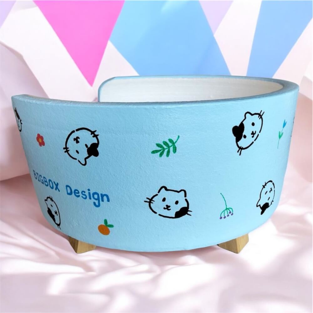 ที่นอนสัตว์เลี้ยง BIGBOXDESIGN รุ่น โซฟาดินเซรามิค ขนาด 17 นิ้ว สีฟ้า-ลายแมว