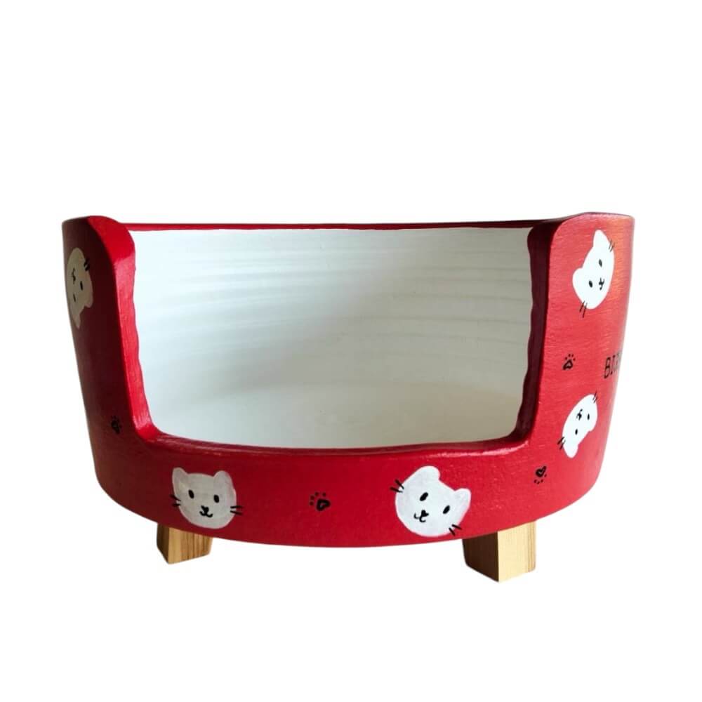 ที่นอนสัตว์เลี้ยง BIGBOXDESIGN รุ่น โซฟาดินเซรามิค ขนาด 17 นิ้ว สีแดง-ลายแมว