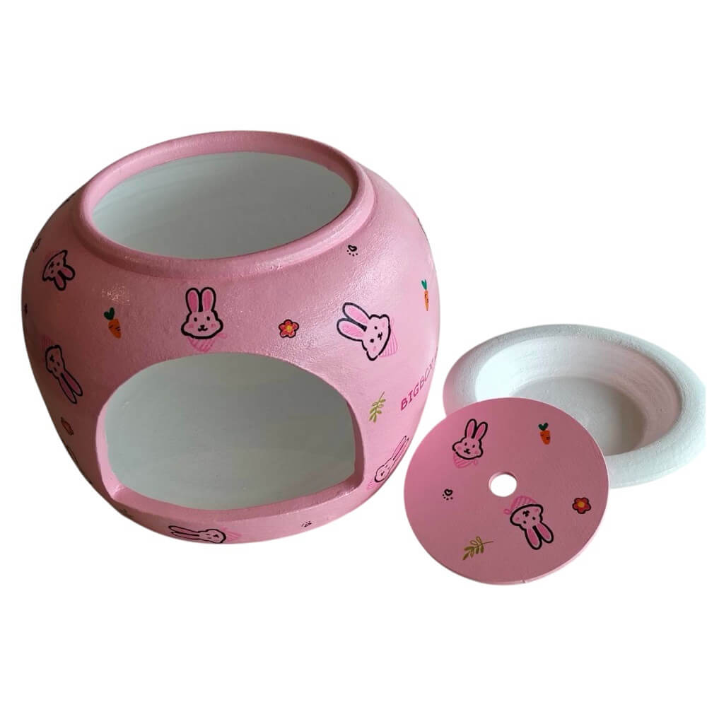 บ้านสัตว์เลี้ยง BIGBOXDESIGN รุ่น บ้านโอ่งดินเซรามิค ขนาด 12 นิ้ว สีชมพู-ลายแมว