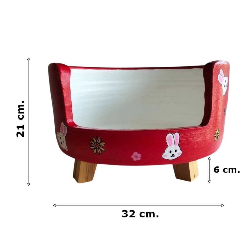 ที่นอนสัตว์เลี้ยง BIGBOXDESIGN รุ่น โซฟาดินเซรามิค ขนาด 14 นิ้ว สีแดง-ลายกระต่าย