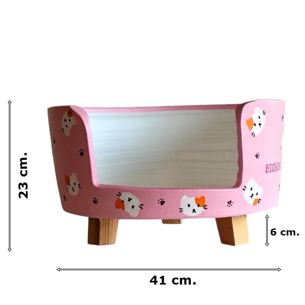 ที่นอนสัตว์เลี้ยง BIGBOXDESIGN รุ่น โซฟาดินเซรามิค ขนาด 17 นิ้ว สีชมพู-ลายแมว