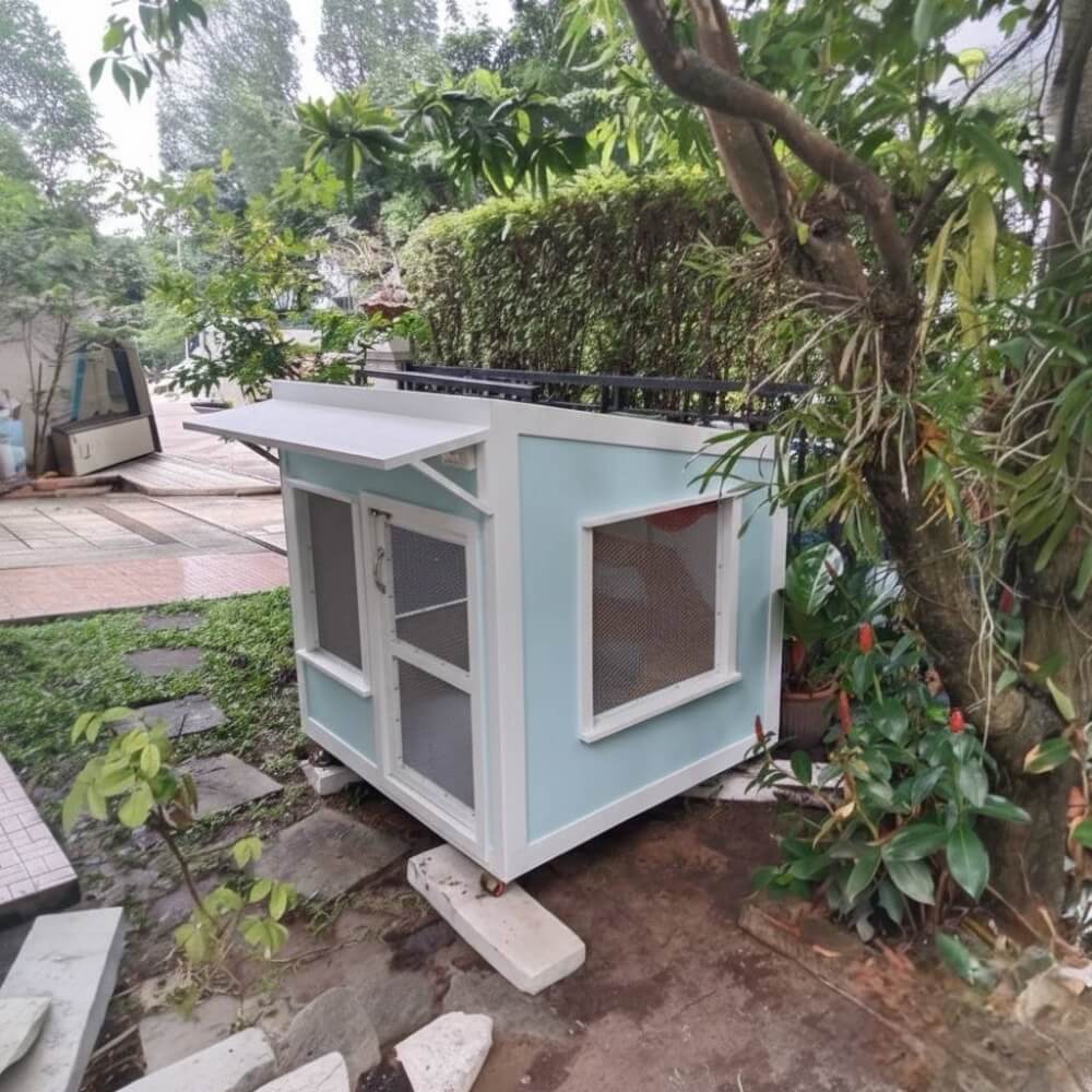บ้านสัตว์เลี้ยง BIGBOXDESIGN รุ่น บ้านกระต่าย-ST02 ขนาด 120X120X120 ซม. สีฟ้า-BONNIE BELLE พร้อมบันไดปีนป่ายของกระต่าย