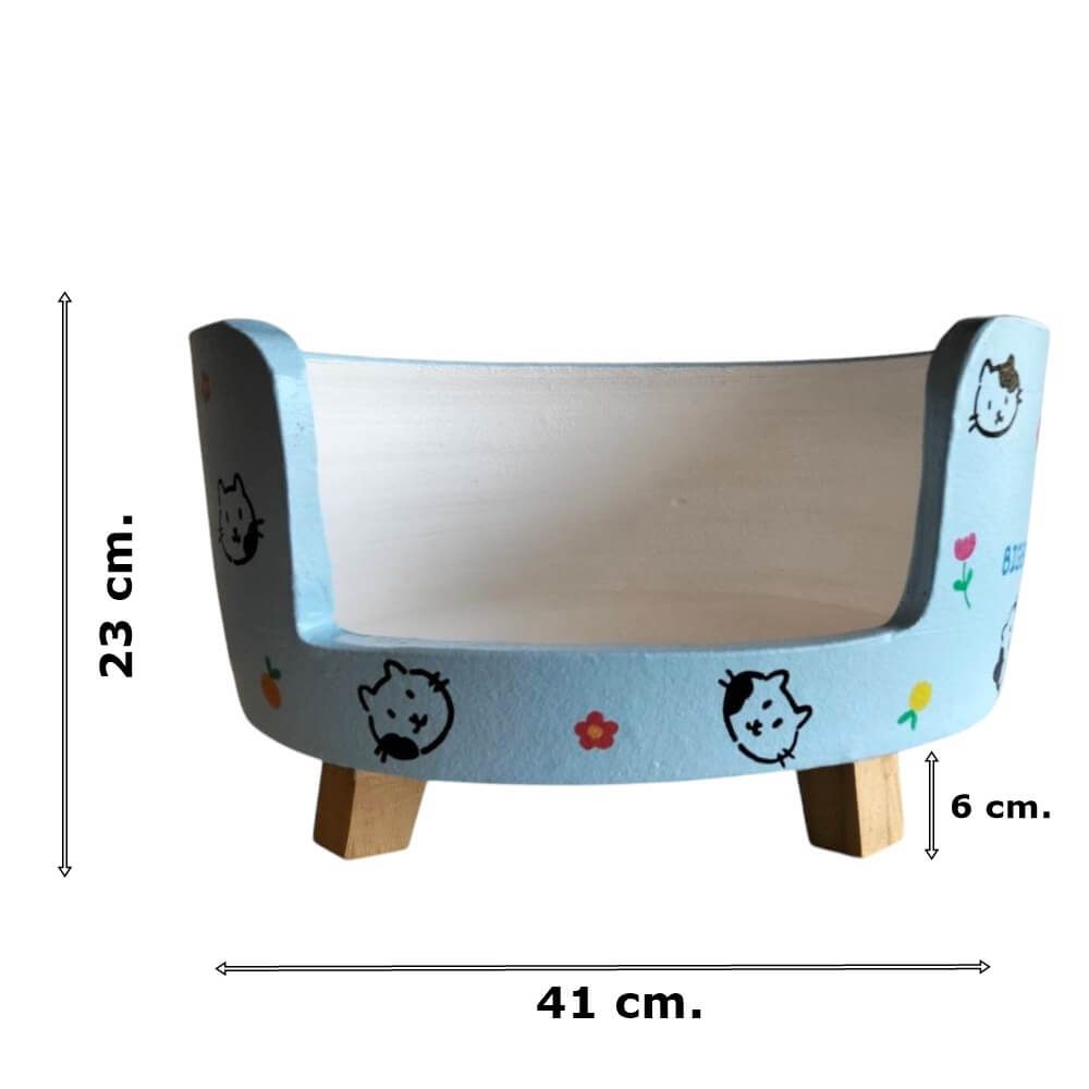 ที่นอนสัตว์เลี้ยง BIGBOXDESIGN รุ่น โซฟาดินเซรามิค ขนาด 17 นิ้ว สีฟ้า-ลายแมว