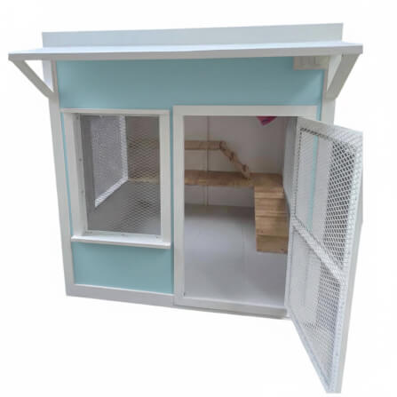 บ้านสัตว์เลี้ยง BIGBOXDESIGN รุ่น บ้านกระต่าย-ST02 ขนาด 120X120X120 ซม. สีฟ้า-BONNIE BELLE พร้อมบันไดปีนป่ายของกระต่าย_1