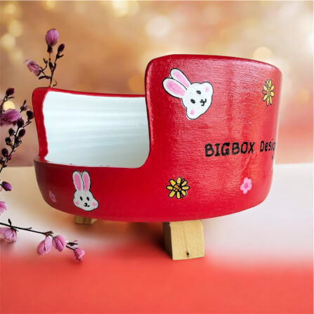 ที่นอนสัตว์เลี้ยง BIGBOXDESIGN รุ่น โซฟาดินเซรามิค ขนาด 14 นิ้ว สีแดง-ลายกระต่าย_1