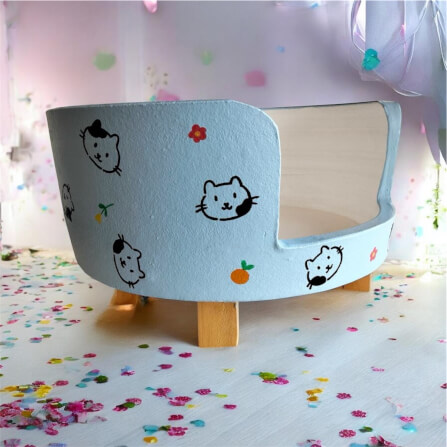 ที่นอนสัตว์เลี้ยง BIGBOXDESIGN รุ่น โซฟาดินเซรามิค ขนาด 17 นิ้ว สีฟ้า-ลายแมว_1