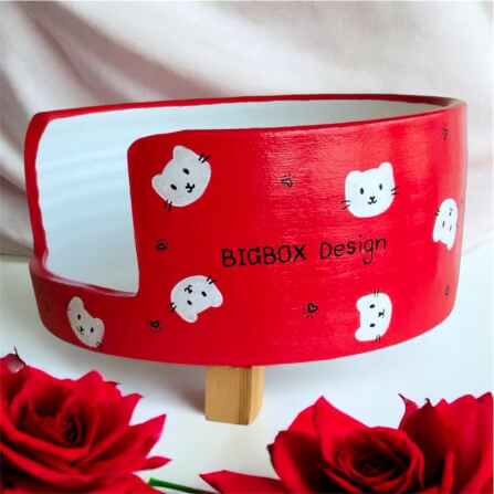 ที่นอนสัตว์เลี้ยง BIGBOXDESIGN รุ่น โซฟาดินเซรามิค ขนาด 17 นิ้ว สีแดง-ลายแมว_2