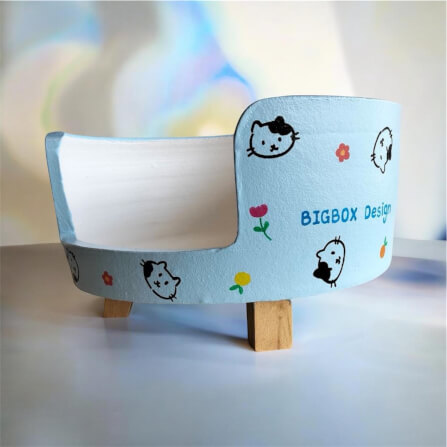 ที่นอนสัตว์เลี้ยง BIGBOXDESIGN รุ่น โซฟาดินเซรามิค ขนาด 17 นิ้ว สีฟ้า-ลายแมว_2