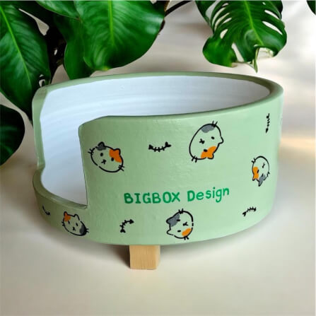 ที่นอนสัตว์เลี้ยง BIGBOXDESIGN รุ่น โซฟาดินเซรามิค ขนาด 17 นิ้ว สีเขียว-ลายแมว_2