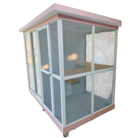 บ้านสัตว์เลี้ยง BIGBOXDESIGN รุ่น บ้านกระจก2โซน-BOXM02 ขนาด240X140X200 CM. สีชมพู-DEWAY ROSE_3