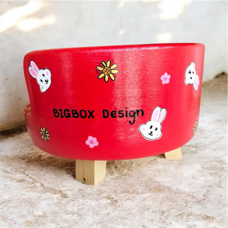 ที่นอนสัตว์เลี้ยง BIGBOXDESIGN รุ่น โซฟาดินเซรามิค ขนาด 14 นิ้ว สีแดง-ลายกระต่าย_3