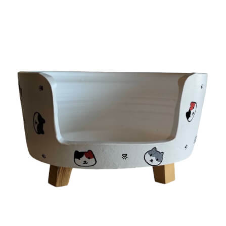ที่นอนสัตว์เลี้ยง BIGBOXDESIGN รุ่น โซฟาดินเซรามิค ขนาด 17 นิ้ว สีขาว-ลายแมว_4