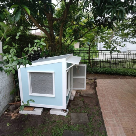 บ้านสัตว์เลี้ยง BIGBOXDESIGN รุ่น บ้านกระต่าย-ST02 ขนาด 120X120X120 ซม. สีฟ้า-BONNIE BELLE พร้อมบันไดปีนป่ายของกระต่าย_5