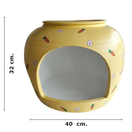 บ้านสัตว์เลี้ยง BIGBOXDESIGN รุ่น บ้านโอ่งดินเซรามิค ขนาด 15 นิ้ว สีเหลือง-ลายแครอท_5