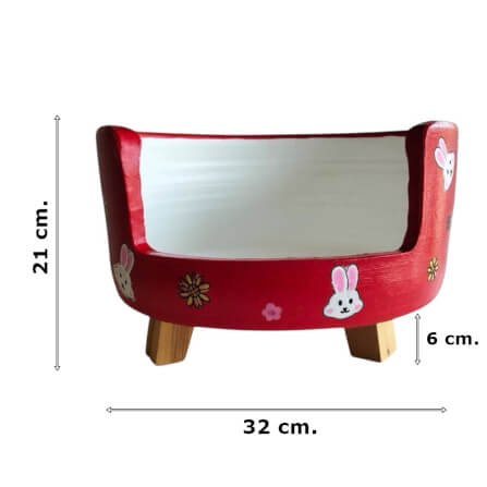 ที่นอนสัตว์เลี้ยง BIGBOXDESIGN รุ่น โซฟาดินเซรามิค ขนาด 14 นิ้ว สีแดง-ลายกระต่าย_5