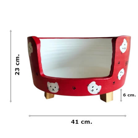 ที่นอนสัตว์เลี้ยง BIGBOXDESIGN รุ่น โซฟาดินเซรามิค ขนาด 17 นิ้ว สีแดง-ลายแมว_5