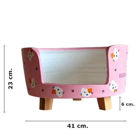 ที่นอนสัตว์เลี้ยง BIGBOXDESIGN รุ่น โซฟาดินเซรามิค ขนาด 17 นิ้ว สีชมพู-ลายแมว_5