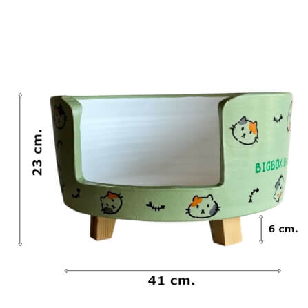 ที่นอนสัตว์เลี้ยง BIGBOXDESIGN รุ่น โซฟาดินเซรามิค ขนาด 17 นิ้ว สีเขียว-ลายแมว_5