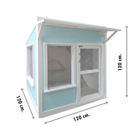 บ้านสัตว์เลี้ยง BIGBOXDESIGN รุ่น บ้านกระต่าย-ST02 ขนาด 120X120X120 ซม. สีฟ้า-BONNIE BELLE พร้อมบันไดปีนป่ายของกระต่าย_9