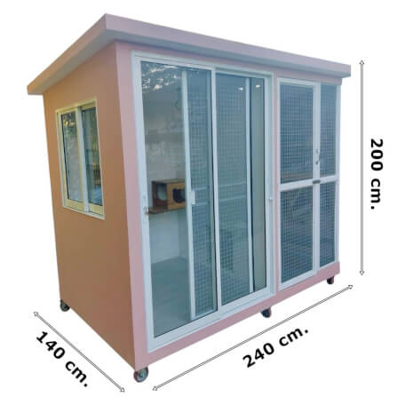 บ้านสัตว์เลี้ยง BIGBOXDESIGN รุ่น บ้านกระจก2โซน-BOXM02 ขนาด240X140X200 CM. สีชมพู-DEWAY ROSE_11