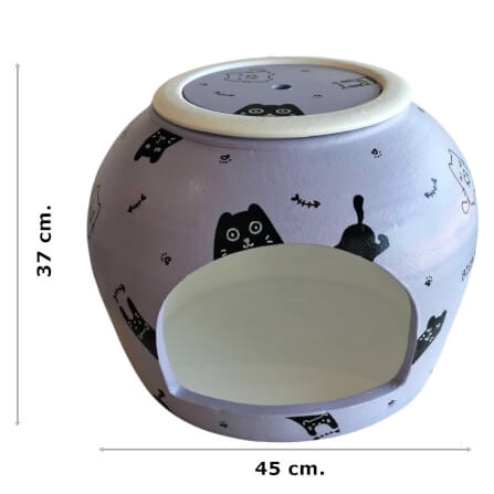 บ้านสัตว์เลี้ยง BIGBOXDESIGN รุ่น บ้านโอ่งดินเซรามิค ขนาด 18 นิ้ว สีม่วง-ลายแมว_7