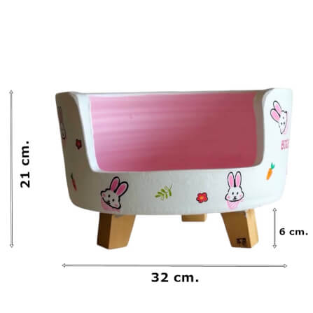 ที่นอนสัตว์เลี้ยง BIGBOXDESIGN รุ่น โซฟาดินเซรามิค ขนาด 14 นิ้ว สีขาว-ลายกระต่าย_7