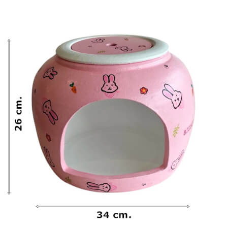 บ้านสัตว์เลี้ยง BIGBOXDESIGN รุ่น บ้านโอ่งดินเซรามิค ขนาด 12 นิ้ว สีชมพู-ลายแมว_7