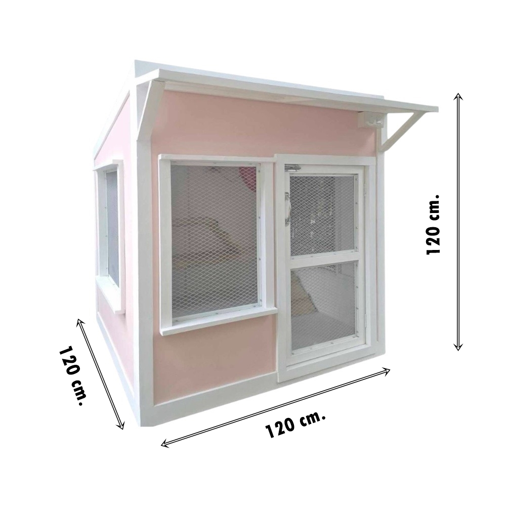 บ้านสัตว์เลี้ยง BIGBOXDESIGN รุ่น บ้านกระต่าย-ST02 ขนาด 120X120X120 ซม. สีชมพู-GYPSY JEWELS พร้อมบันไดปีนป่ายของกระต่าย_3