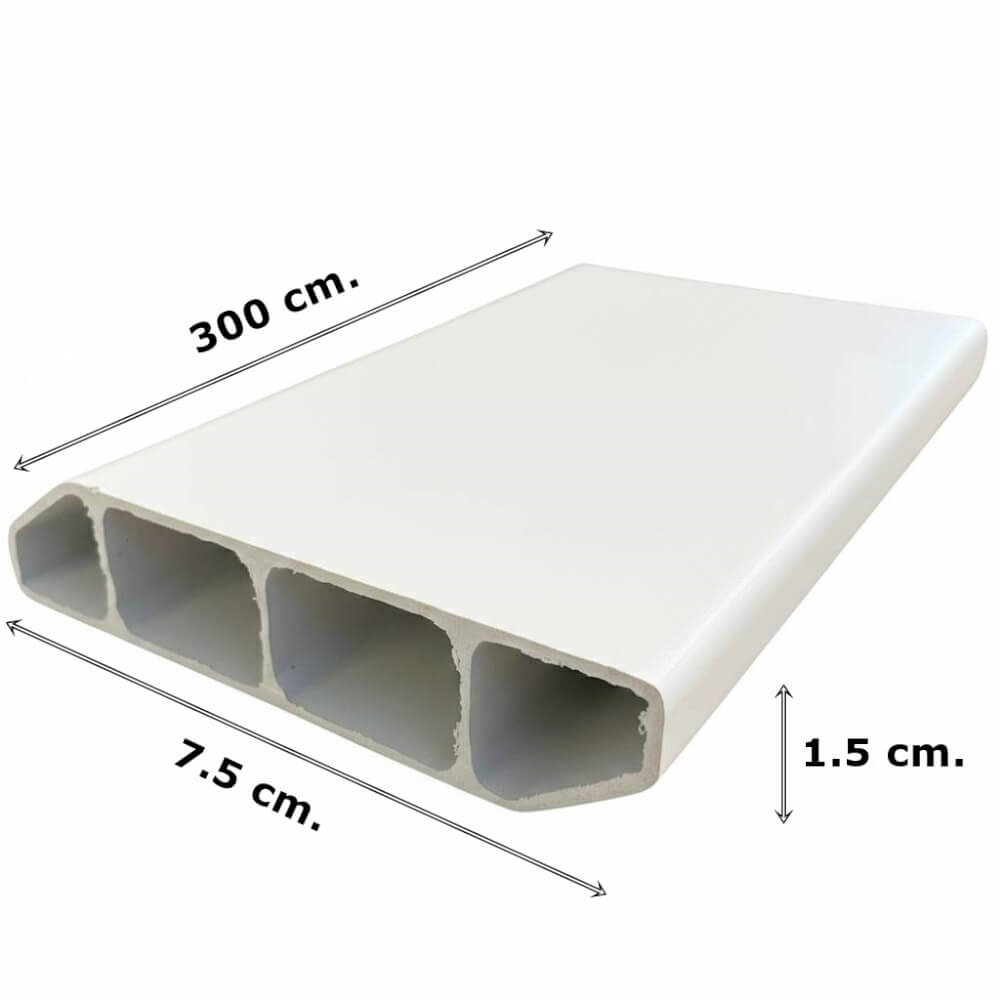 บัวพื้น PVC I.D.DECORATION รุ่น ขาวเรียบ ขนาด 7.5 X 1.5 X 300 ซม. สีขาวเรียบ หนา 3 นิ้ว