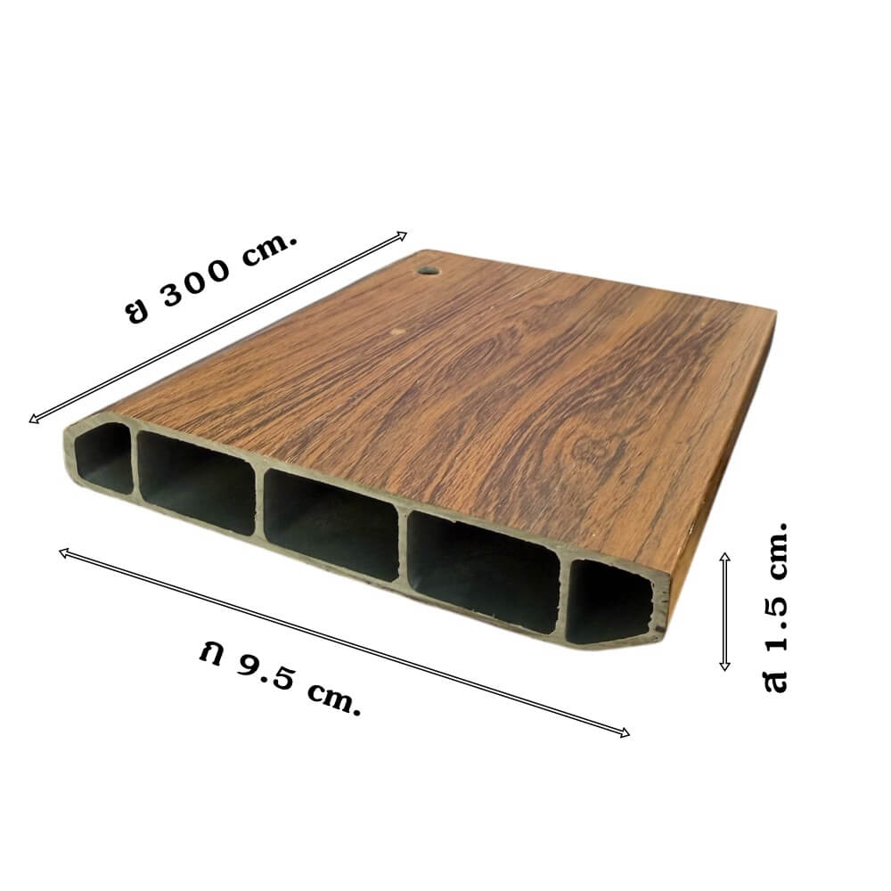 บัวพื้น PVC I.D.DECORATION รุ่นบาง 028 ขนาด 9.5 X 1.5 X 300 ซม. สีน้ำตาล หนา 4 นิ้ว