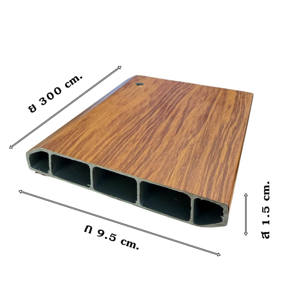 บัวพื้น PVC I.D.DECORATION รุ่นบาง 035-1 ขนาด 9.5 X 1.5 X 300 ซม. สีน้ำตาล หนา 4 นิ้ว