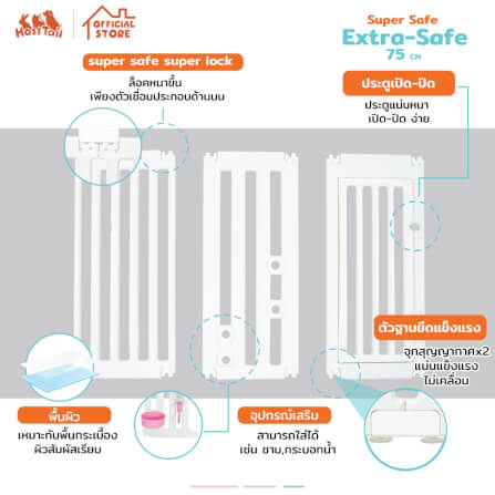 คอกกั้นสุนัข อะคริลิค HOSTTAIL รุ่น EXTRA SAFE สูง 75 ซม.SIZE M เหมาะสำหรับสัตว์พันธุ์ใหญ่_5